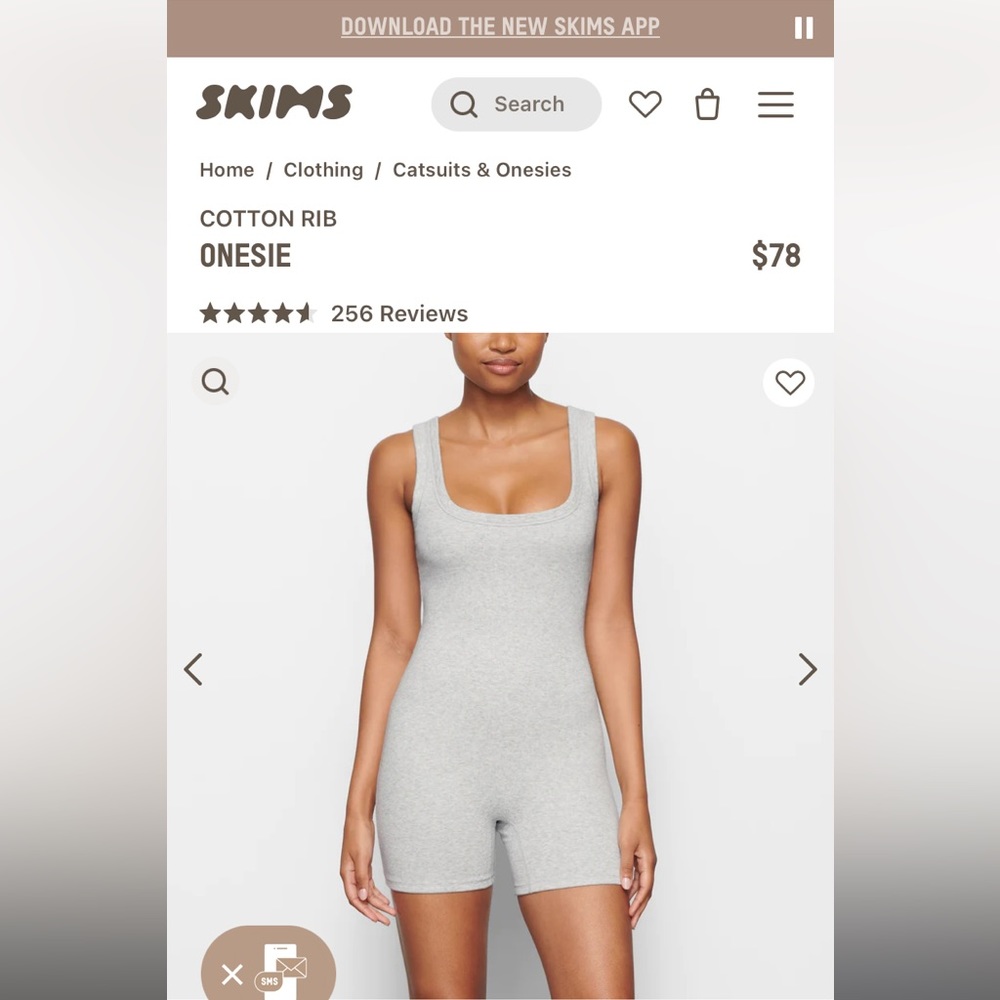 Skims Grey Ribbed Onesie